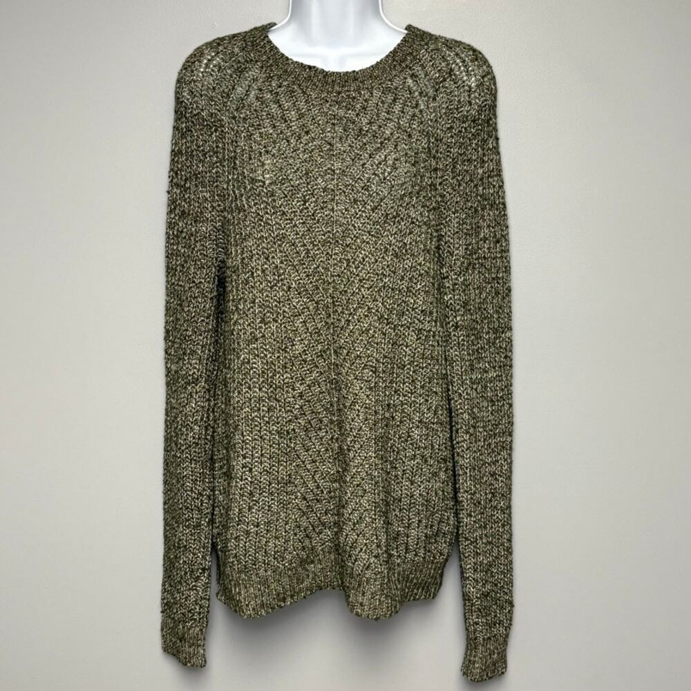 Express Cotton Wool Blend Lightweight Olive Green Cable Knit Sweater Womens Sz S